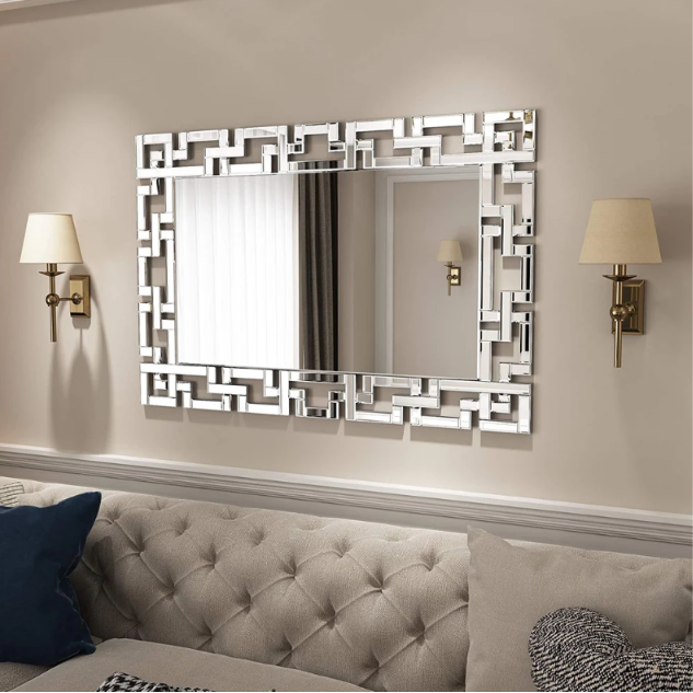 Crystal Maze Luxe Wall Mirror – Modern Geometric Designer Accent Mirror